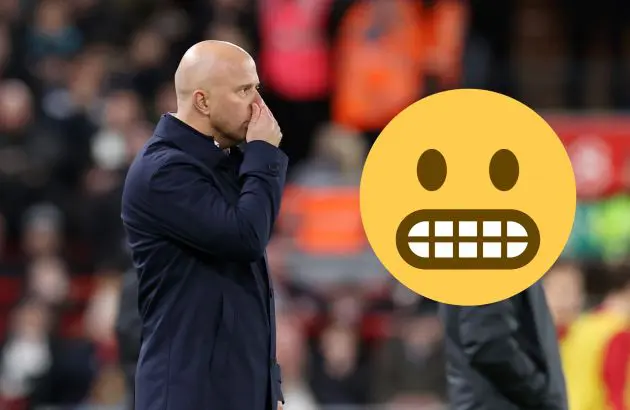 Arne Slot looks worried during Southampton v Liverpool at St Mary's Stadium.