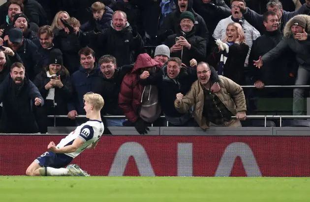 Lucas Bergvall was lucky to escape a second yellow card before scoring Tottenham's winner