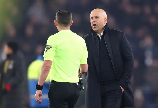 An FA report has revealed what Arne Slot said to Michael Oliver after the Merseyside derby