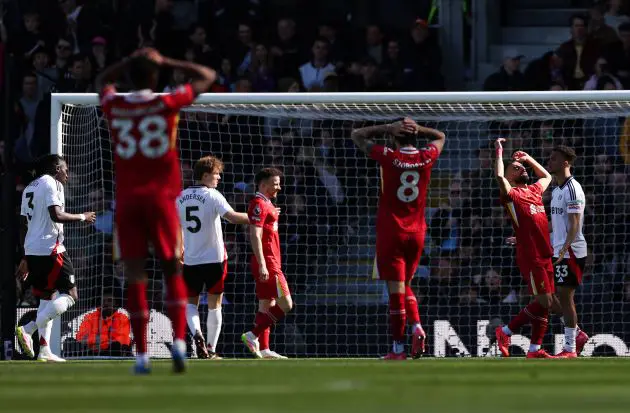 Liverpool were beaten 3-2 away to Fulham on Sunday