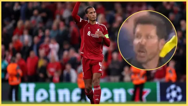 Diego Simeone was sent off after Virgil van Dijk's last-minute winner at Anfield