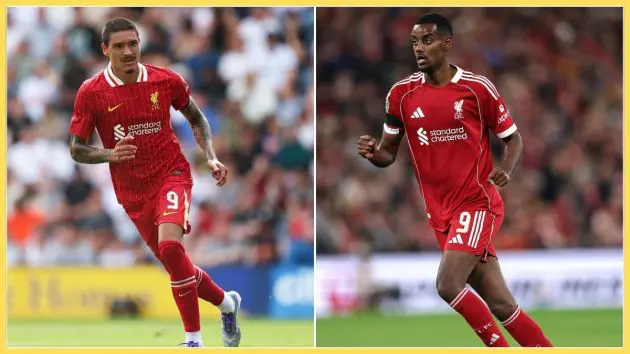 Alexander Isak and Darwin Nunez playing for Liverpool