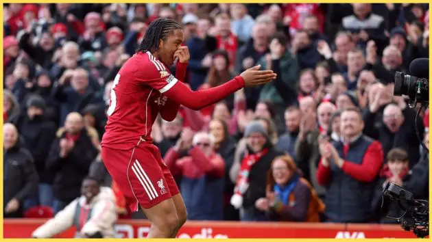 Rio Ngumoha celebrates scoring against Fulham on Saturday