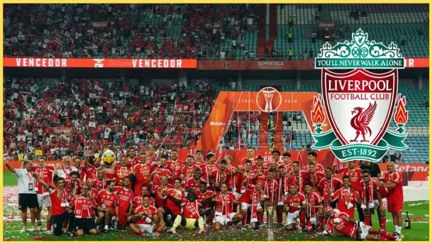 Benfica players celebrate their Portuguese Super Cup victory in 2025