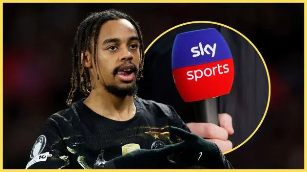 Liverpool transfer target Bradley Barcola licks his lips next to Sky Sports microphone.