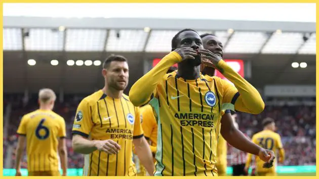 Yankuba Minteh blows kisses to the Brighton crowd.