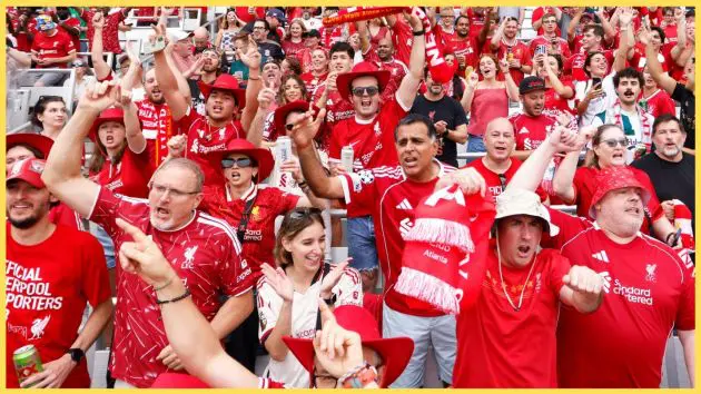 Liverpool fans cheer during a pre-season game in Nashville