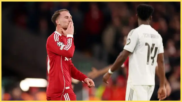 Alexis Mac Allister celebrates scoring against Real Madrid in November 2025